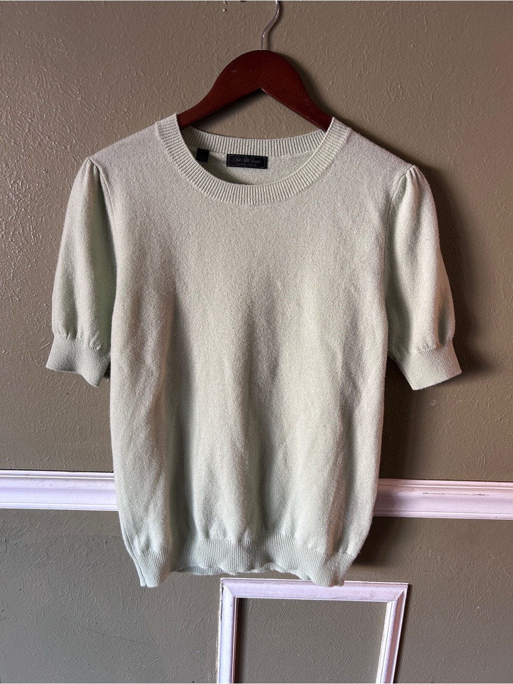 Green Quiet Luxury Saks Fifth Avenue Short-Sleeve Cashmere Wool Sweater